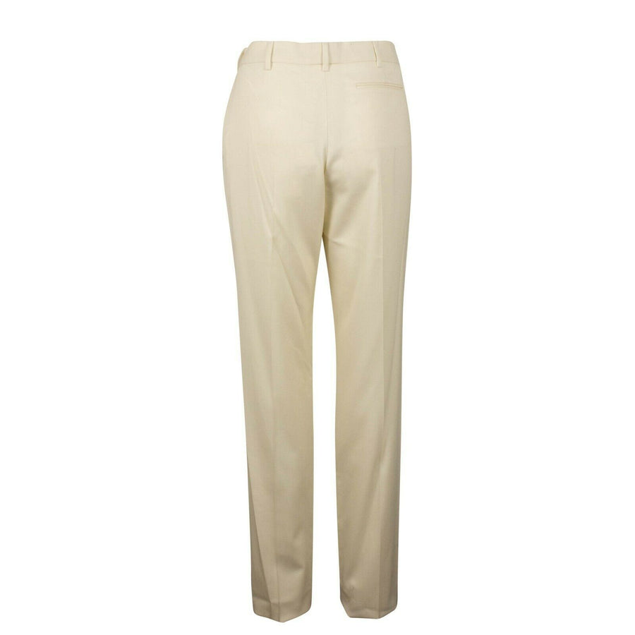 Wool Blend Pleated Pants - Ivory