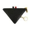 Leather Triangle Key Chain Coin Pouch - Black