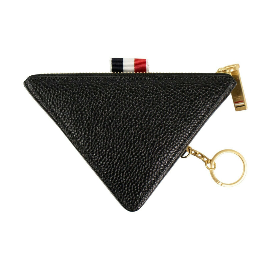 Leather Triangle Key Chain Coin Pouch - Black