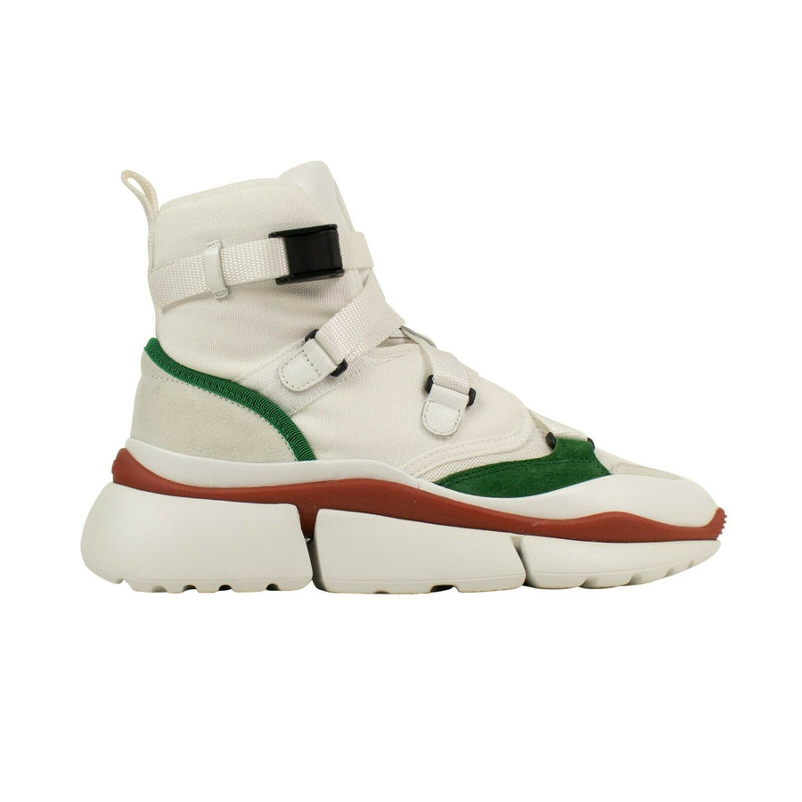 Suede 'Sonnie' High-Top Sneakers - White/Green