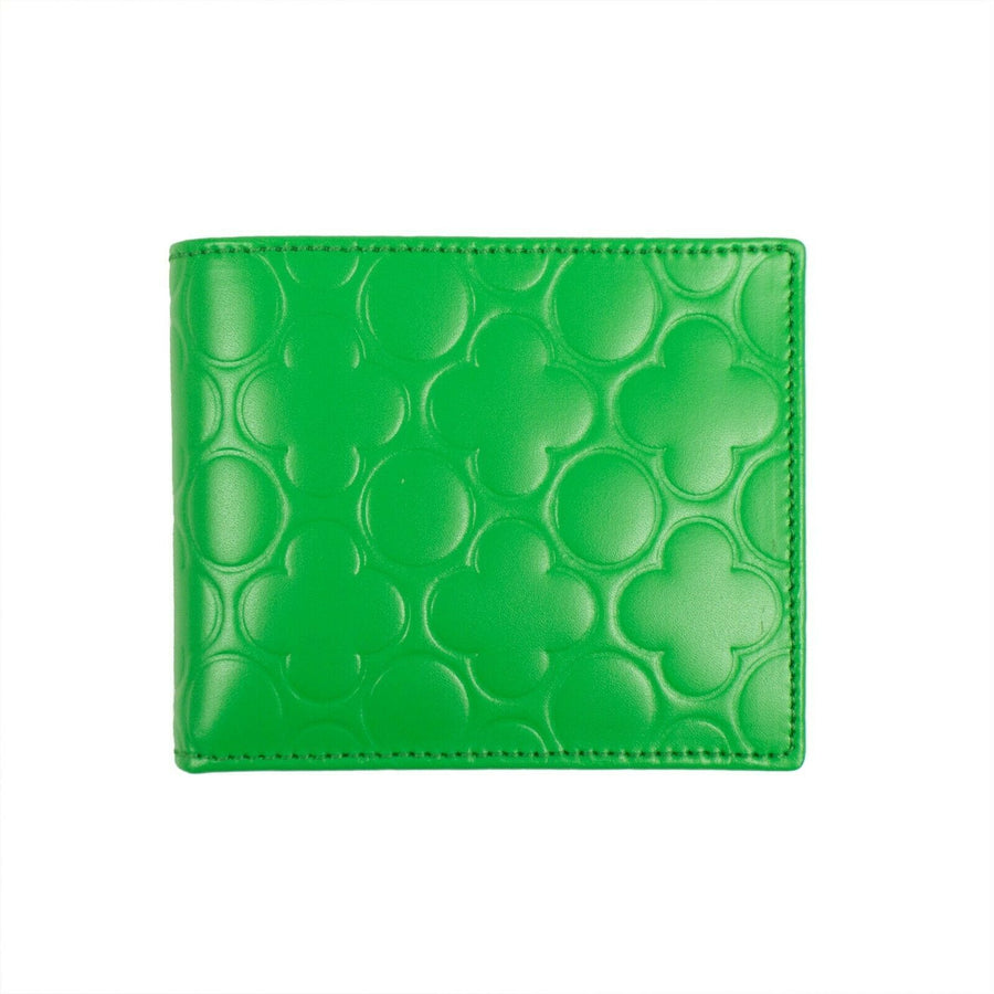 Leather Clover Embossed Bi-Fold Wallet - Green