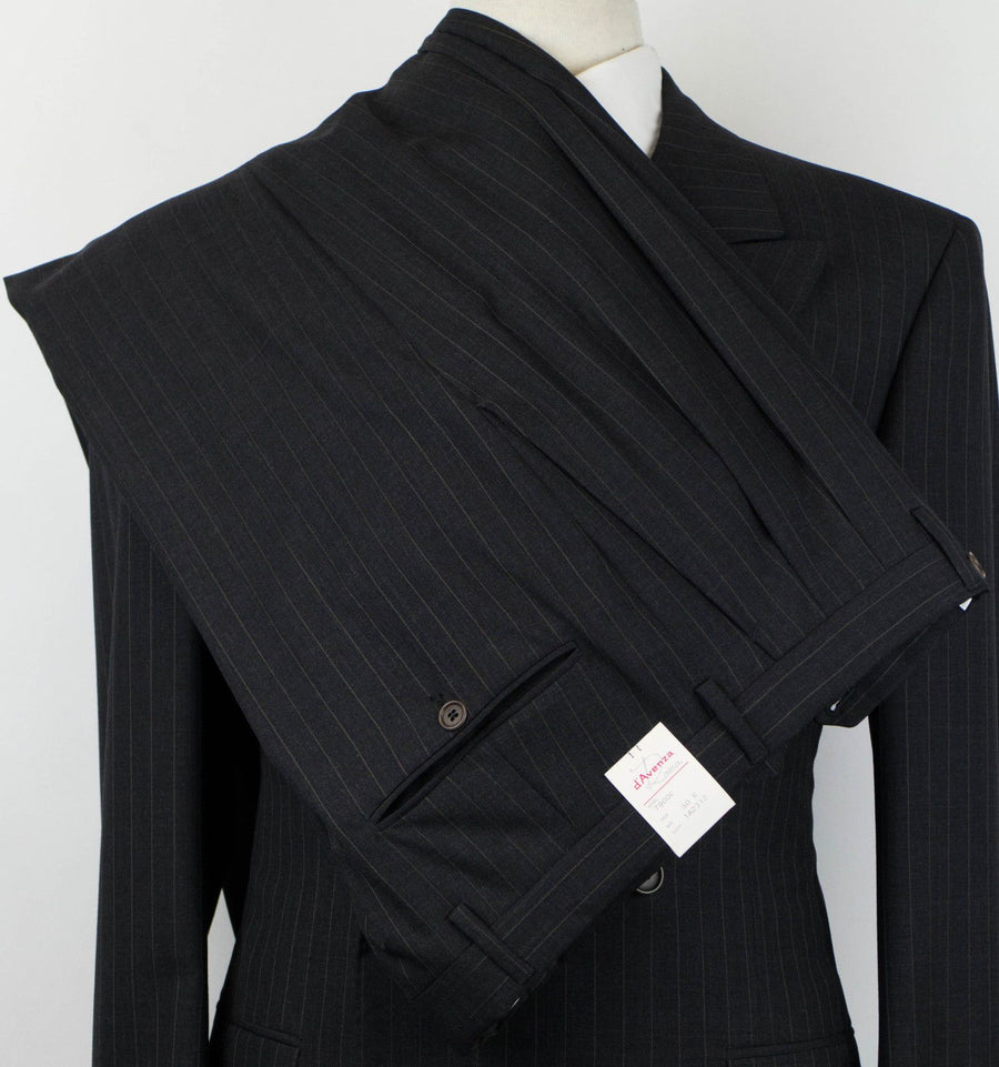 Striped Wool Double Breasted Suit - Gray