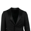 Wool One Button Tuxedo Suit - Black