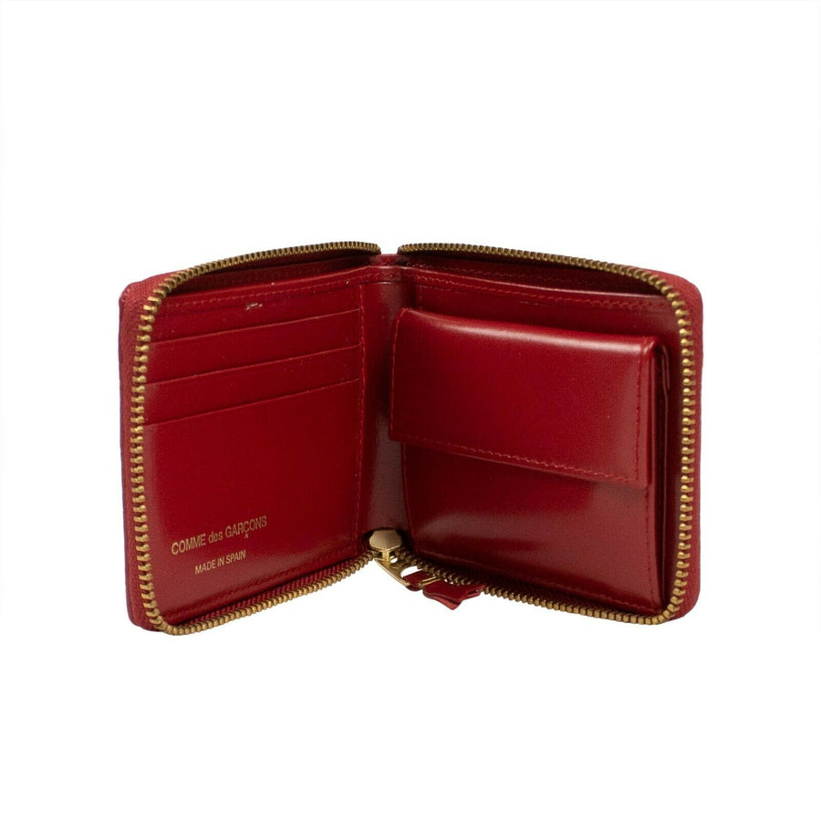 Leather Number Embossed Small Wallet - Red