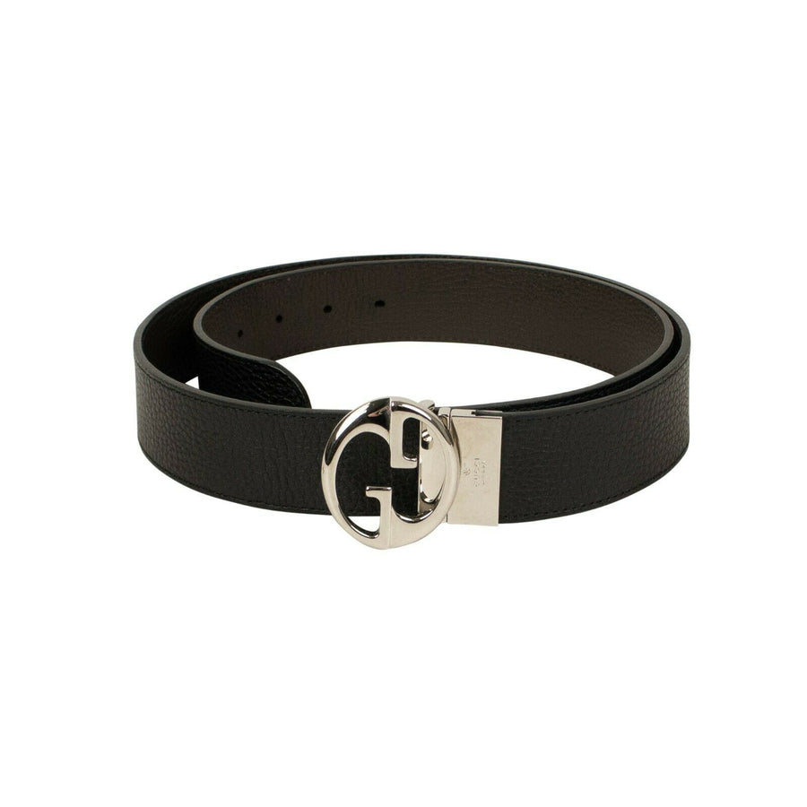 Leather Interlocking G Belt - Black/Brown