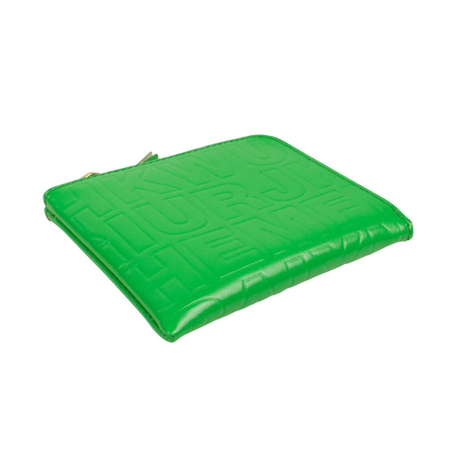 Leather Letter Embossed Slim Wallet - Green