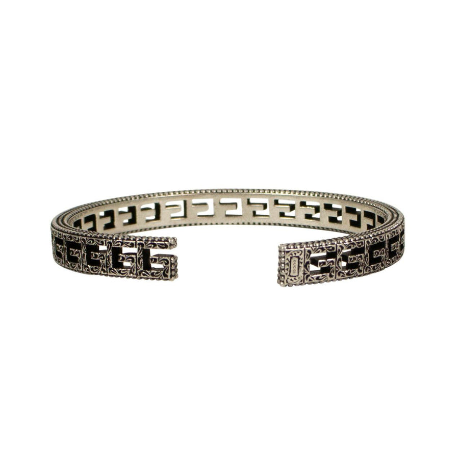 Aged Sterling Silver Square G Bracelet