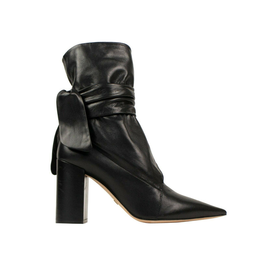 Huggy Lambskin Leather Ankle Boots - Black