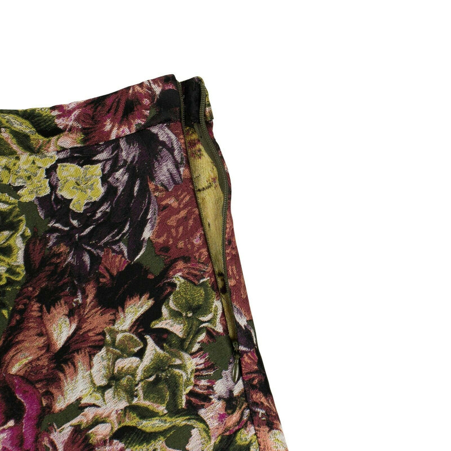 Floral Print Silk Blend Skater Skirt - Multi