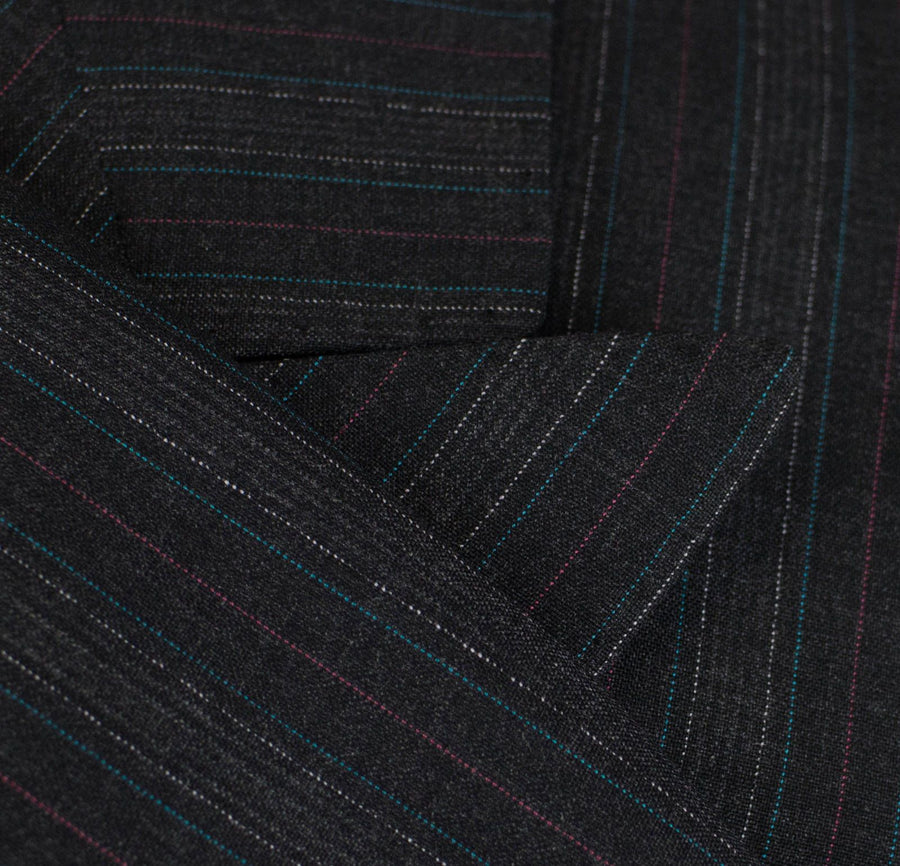 Striped Wool Double Breasted Suit - Gray