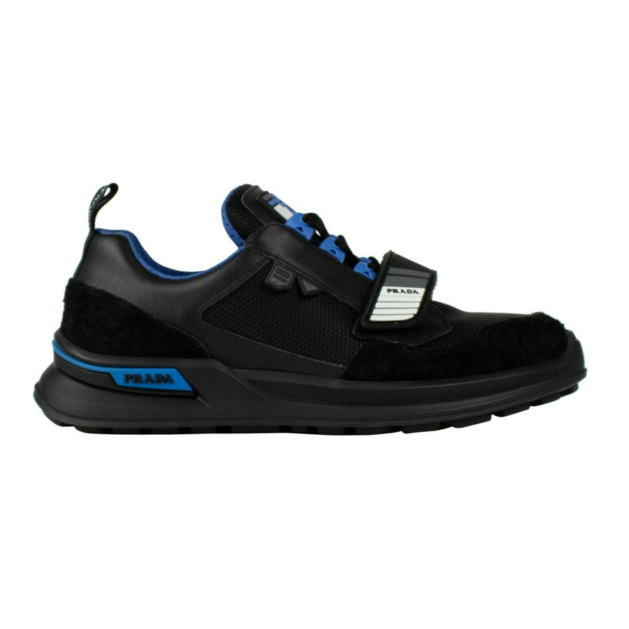 Men's Mechano Leather And Fabric Sneakers - Black / Blue