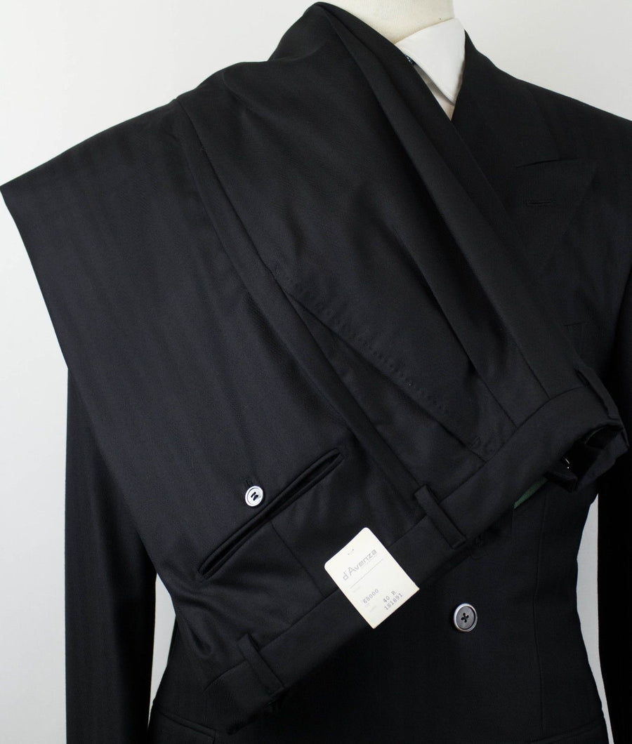 Super 150's Wool Double Breasted Suit - Black