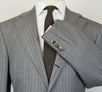 Drop 7 Striped Wool Blend 3 Roll 2 Button Suit - Gray