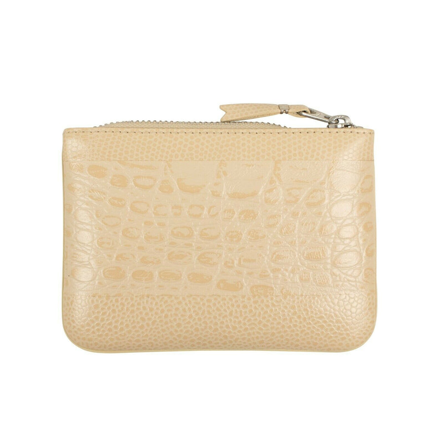 Reptile Leather Patchwork Wallet Pouch - Beige