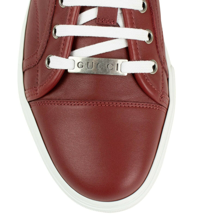 Men's Leather Lace Up Sneakers - Red