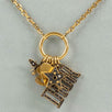 Multi Charms Antique Gold 'Dior' Strass Long Necklace