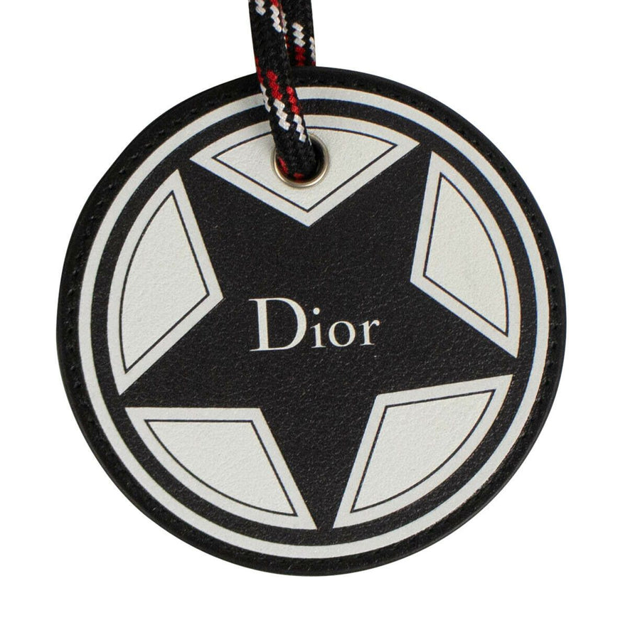 CHRISTIAN DIOR HOMME Leather Star Key Chain - Black And White