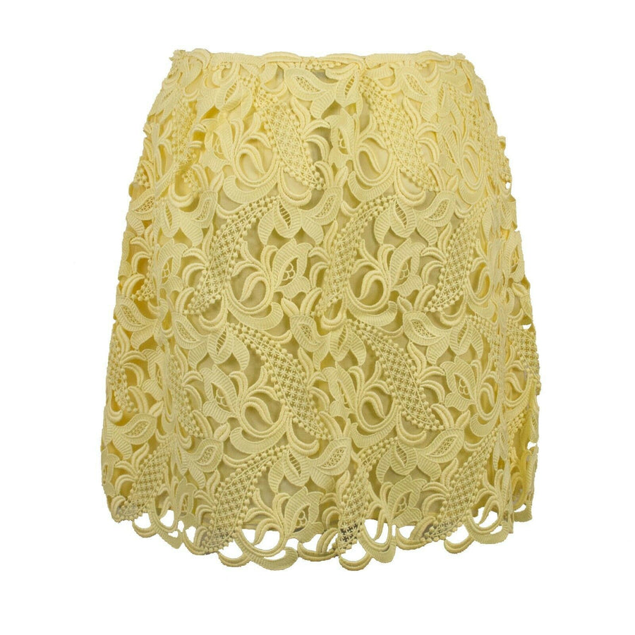 Silk Floral Embroidered Mini Skirt - Yellow