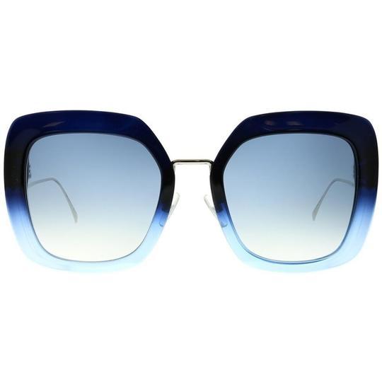 FF0317S-ZX9-08 Tropical Shine Oversized Square Sunglasses - Silver Blue / Blue