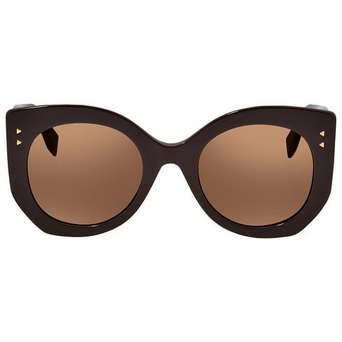 FF0265S-09Q-LC Peekaboo Geometric Sunglasses - Brown