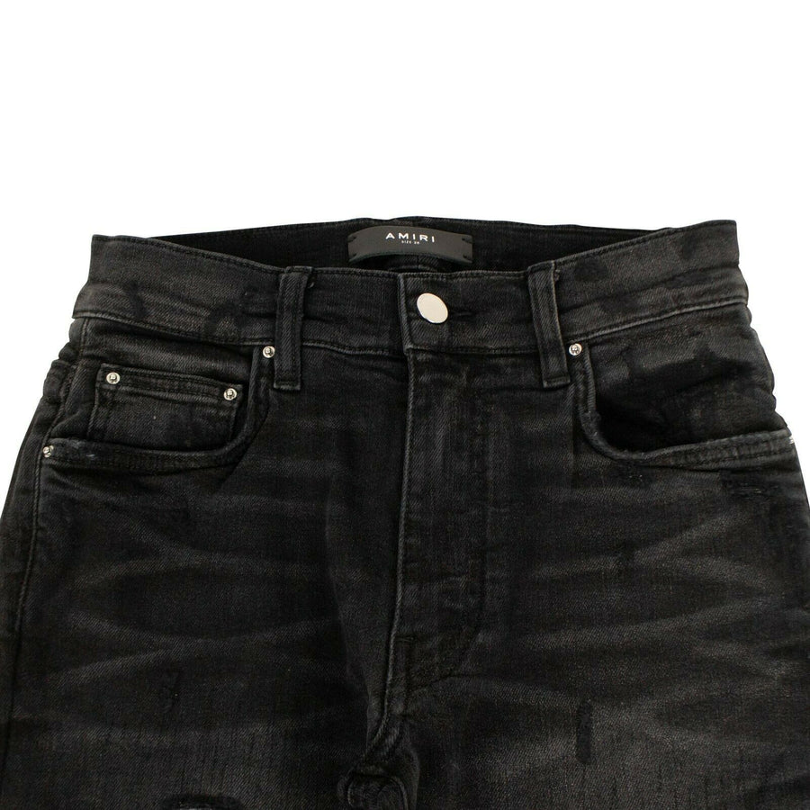 Denim Skinny Bruise Repaired Jeans - Black