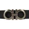 'Gancini' Metal Buckle Belt - Black/Brown