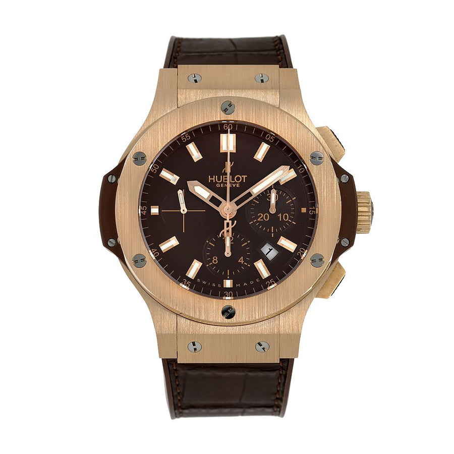 Hublot Big Bang, Rose Gold Chocolate Dial Leather 44MM Watch 301.PC.3180.RC(PRE-OWNED)