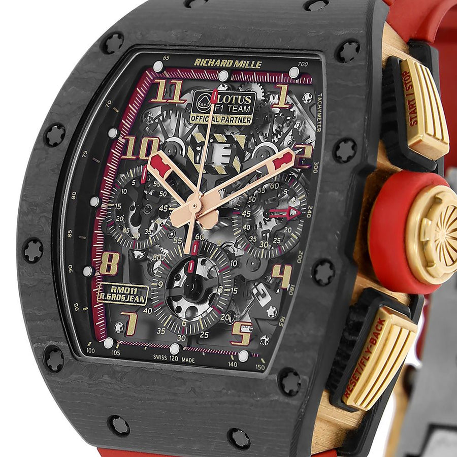 Richard Mille RM011, Romain Grosjean Lotus F1 Carbon Rose Gold 50MM Watch RM-011(PRE-OWNED)