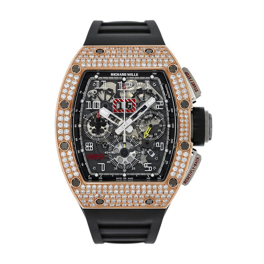 Richard Mille RM011, Felipe Massa Titanium and Rose Gold Diamond Pave Chronograph 50MM Watch RM011(PRE-OWNED)