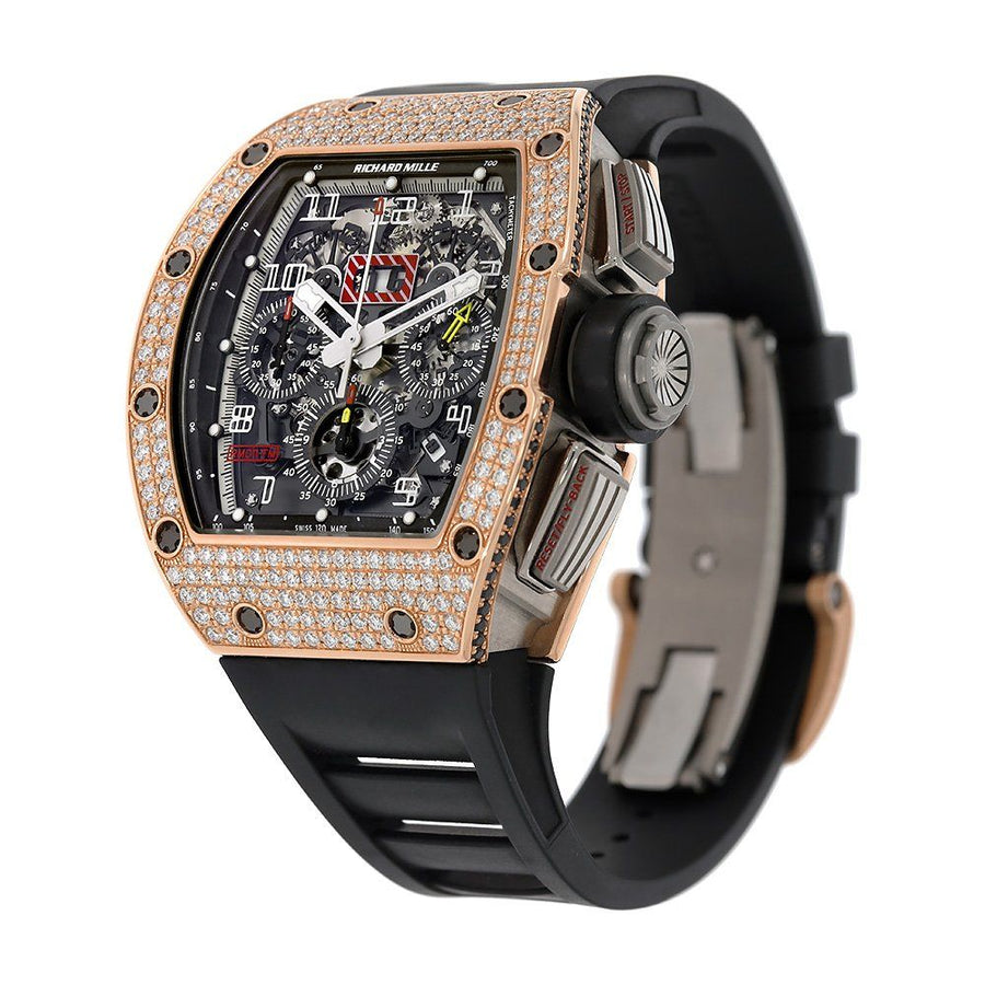 Richard Mille RM011, Felipe Massa Titanium and Rose Gold Diamond Pave Chronograph 50MM Watch RM011(PRE-OWNED)