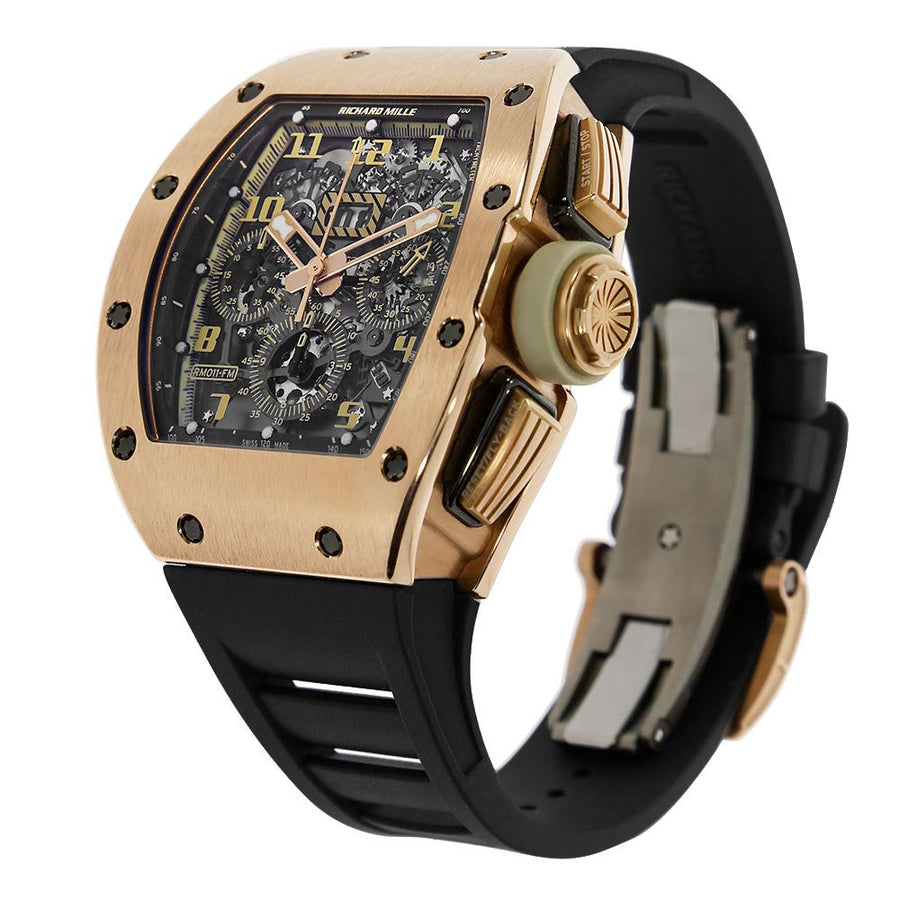 Richard Mille RM011, Felipe Massa Rose Gold Ivory Edition 49MM Watch RM 011(PRE-OWNED)