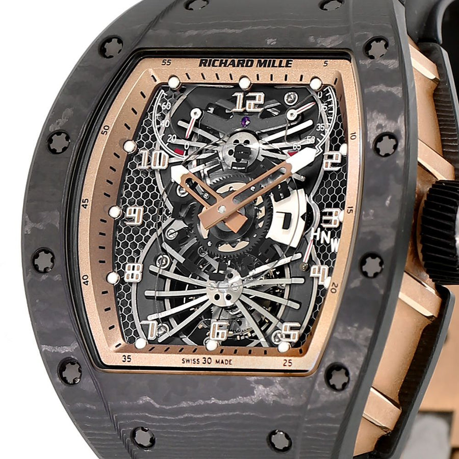 Richard Mille RM022, Asia Edition Carbon Tourbillon Dual Time Zone 48MM Watch(PRE-OWNED)