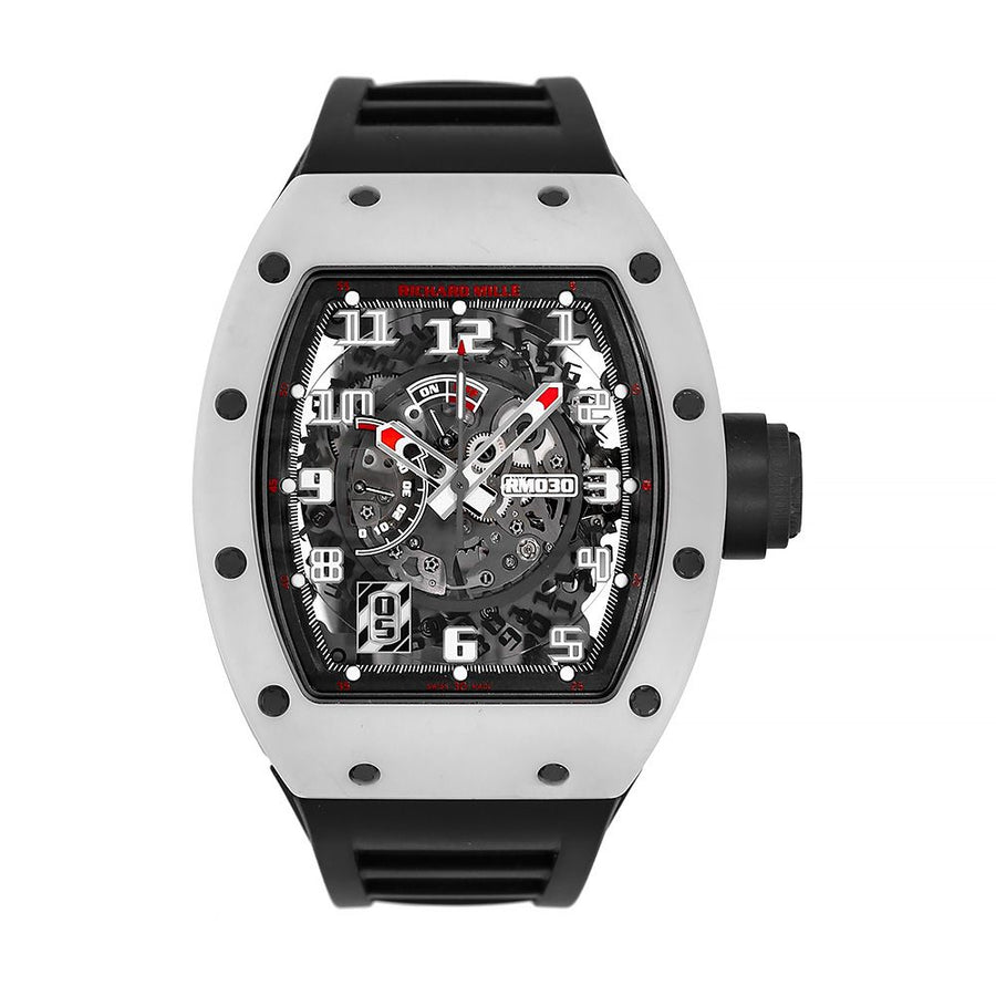 Richard Mille RM030, White Rush ATZ Ceramic Automatic 50MM Watch RM 030(PRE-OWNED)