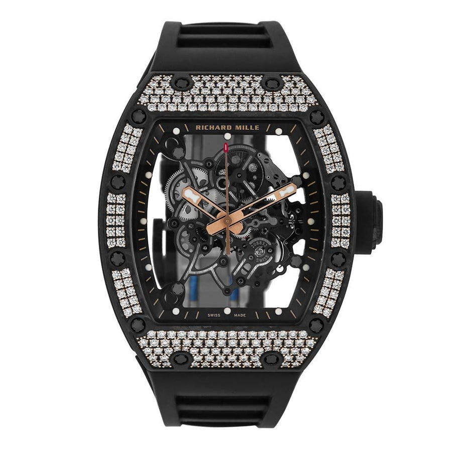 Richard Mille RM055, Bubba Watson Carbon Rose Gold Diamond Bezel 50MM Watch RM055(PRE-OWNED)