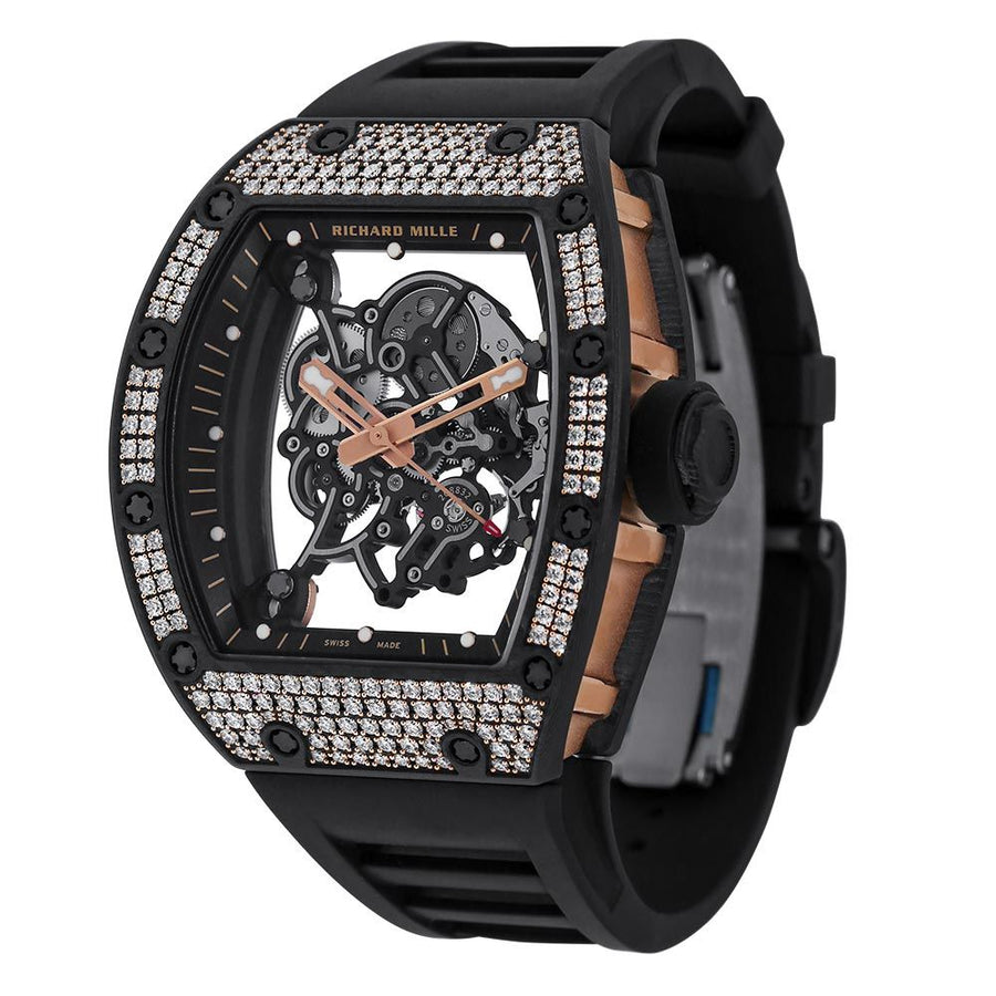 Richard Mille RM055, Bubba Watson Carbon Rose Gold Diamond Bezel 50MM Watch RM055(PRE-OWNED)