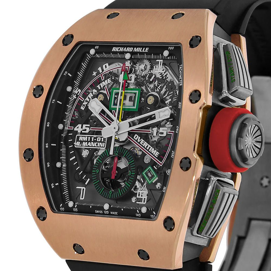 Richard Mille RM11-01, Roberto Mancini Rose Gold Skeletonized 50MM Watch RM11-01(PRE-OWNED)