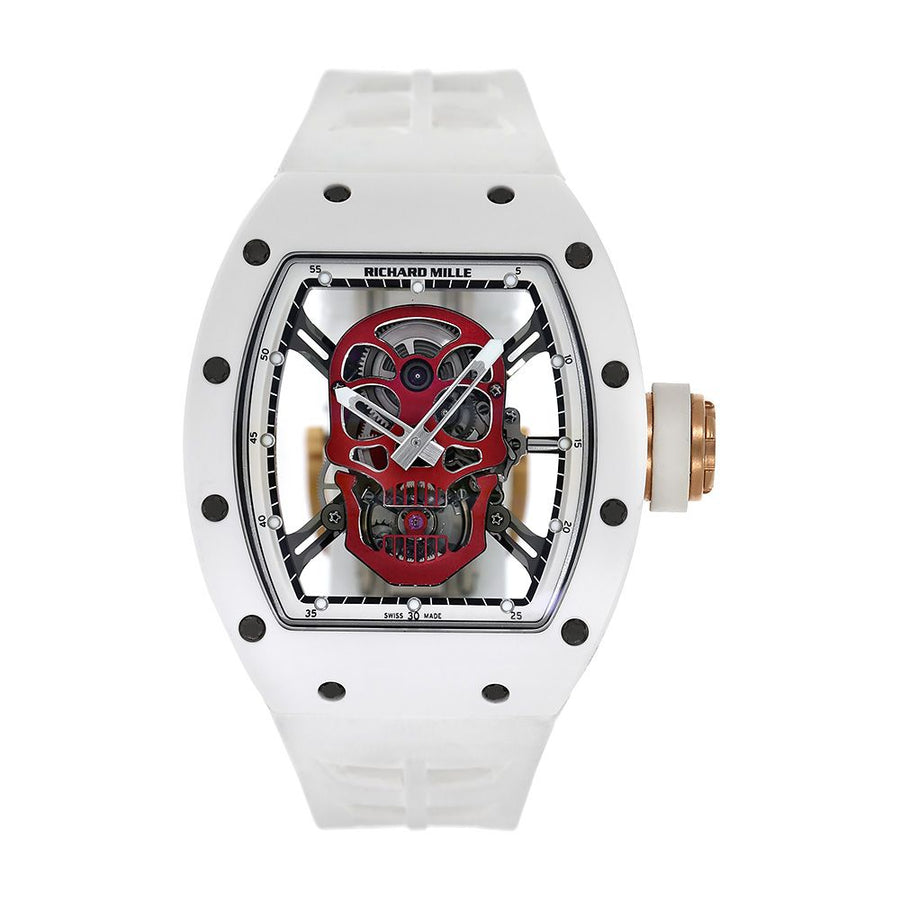 Richard Mille RM52-01, Red Skull Asia Edition White Ceramic 50MM Watch RM52-01(PRE-OWNED)