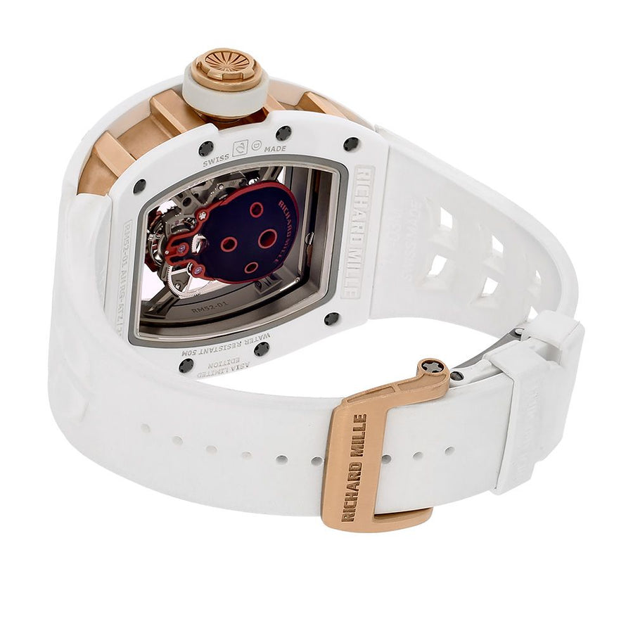 Richard Mille RM52-01, Red Skull Asia Edition White Ceramic 50MM Watch RM52-01(PRE-OWNED)