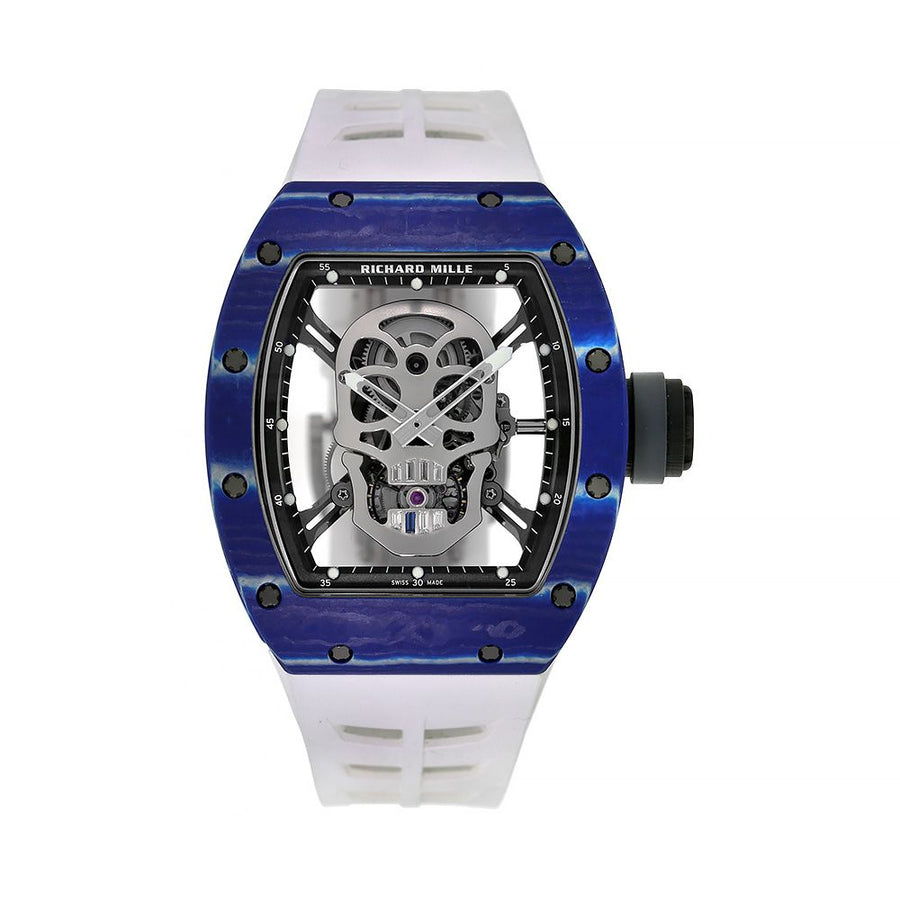 Richard Mille RM52-01, Blue NTPT Carbon Titanium Tourbillon Skull 50MM Watch(PRE-OWNED)