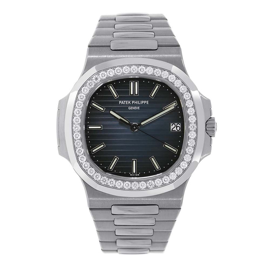 Patek Philippe Nautilus, White Gold Gem Set Bezel 40MM Watch 5713/1G-001