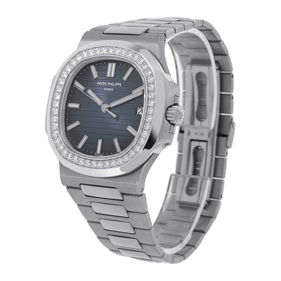 Patek Philippe Nautilus, White Gold Gem Set Bezel 40MM Watch 5713/1G-001