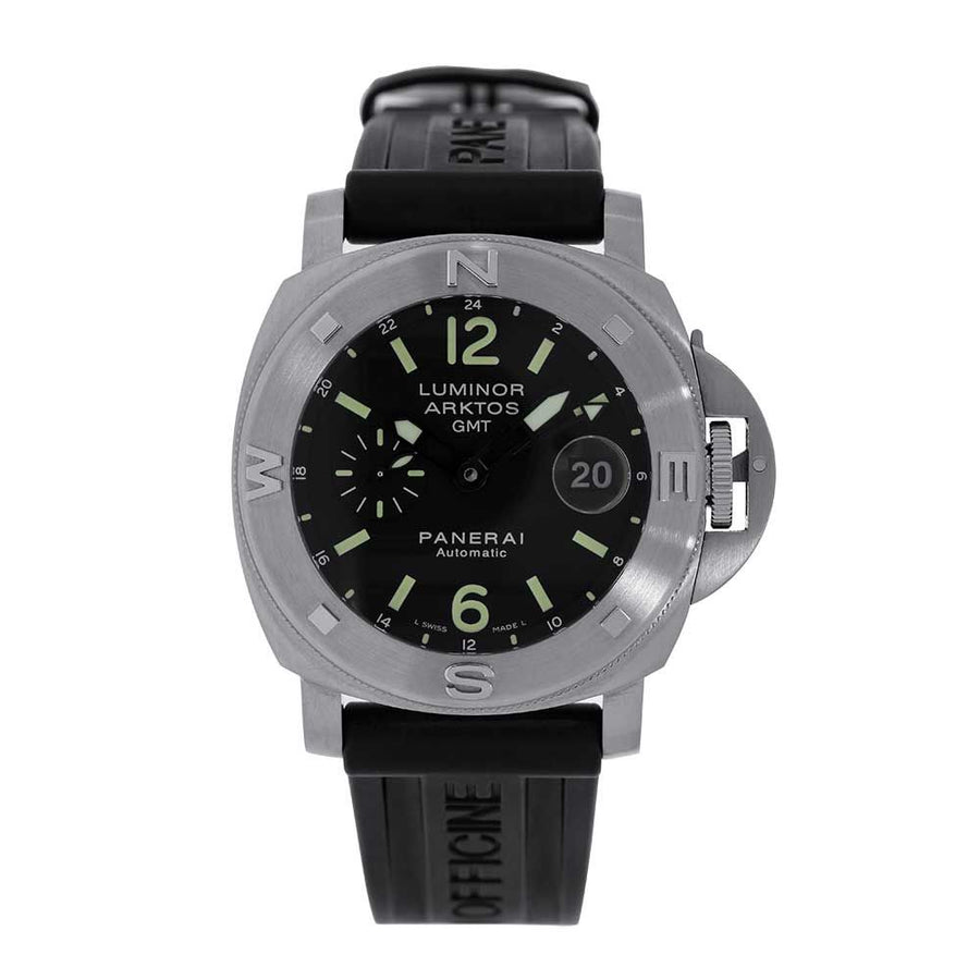 Panerai Luminor, Stainless-Steel Submersible GMT Black Diver 44MM Watch PAM00186