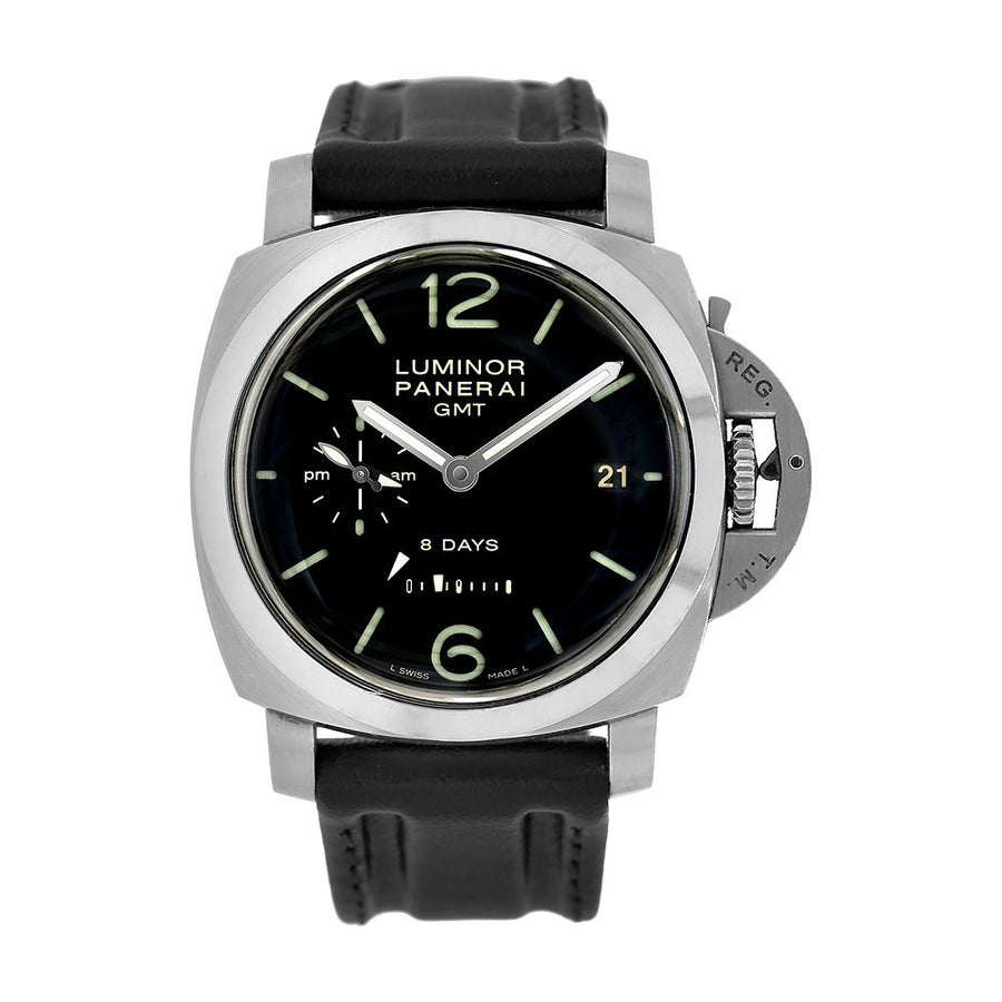 Panerai Luminor 1950, Polished Steel GMT 8-Day Power Reserve 44MM Watch PAM00233(PRE-OWNED)