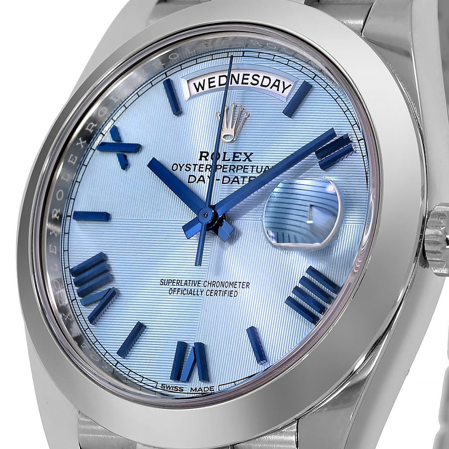 Rolex Day-Date 40, Platinum Ice Blue Roman Dial 40MM Watch 228206