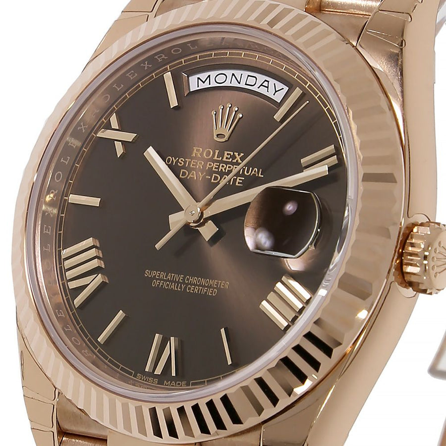 Rolex Day-Date 40, Rose Gold Chocolate Brown 40MM Watch 228235