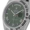 Rolex Day-Date 40, 18K White Gold Olive Roman Dial 40MM Watch 228239