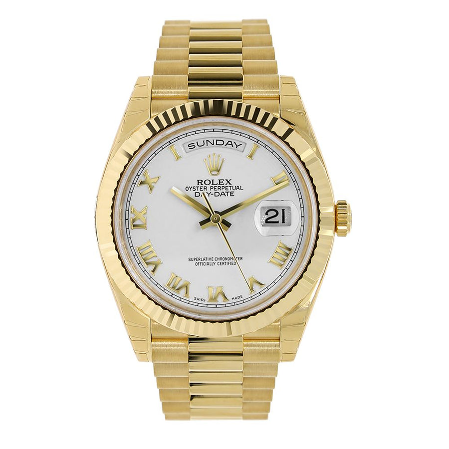 Rolex Day-Date 40, Yellow Gold White Roman Dial 40MM Watch 228238