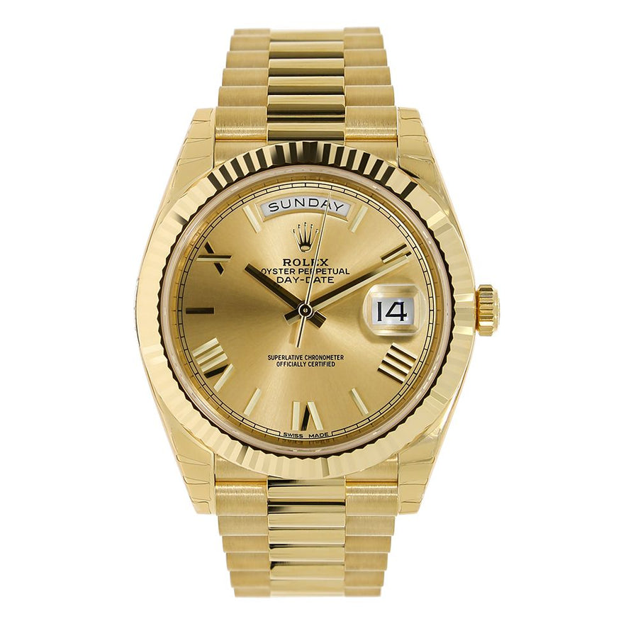 Rolex Day-Date 40, Yellow Gold Champagne Roman Dial 40MM Watch 228238