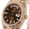 Rolex Day-Date 40, Rose Gold Chocolate Brown Baguette Dial 40MM Watch 228235