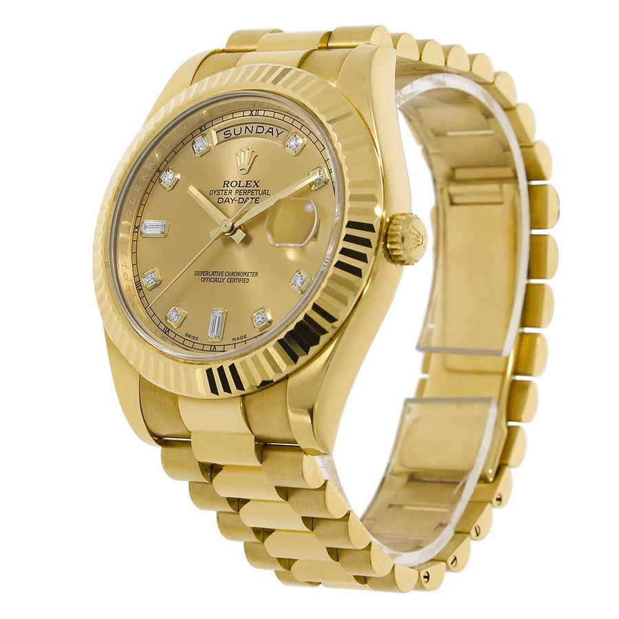 Rolex Day-Date II, Yellow Gold Champagne Diamond Dial 40MM Watch 218238